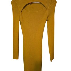 Mustard Yellow Ribbed Knit Dress